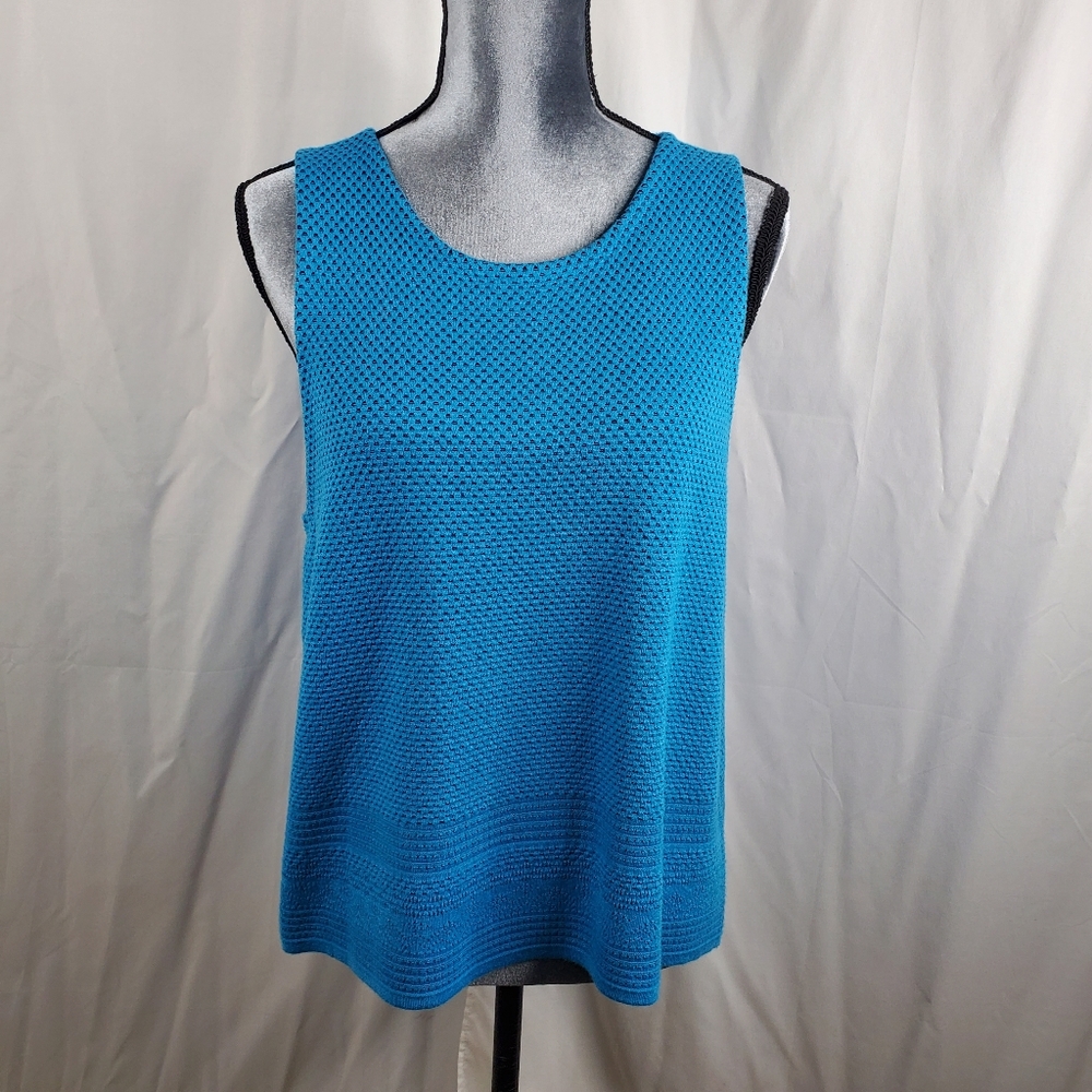 ◇ Tahari ASL Baltic Blue Sleeveless Knit Top Size Large NWT